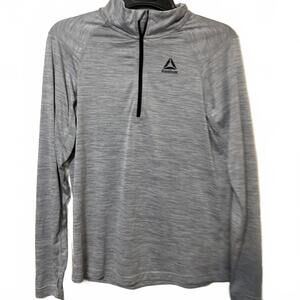 Reebok Women's Space Dye Gray Long Sleeve Quarter Zip Athletic Pullover Small